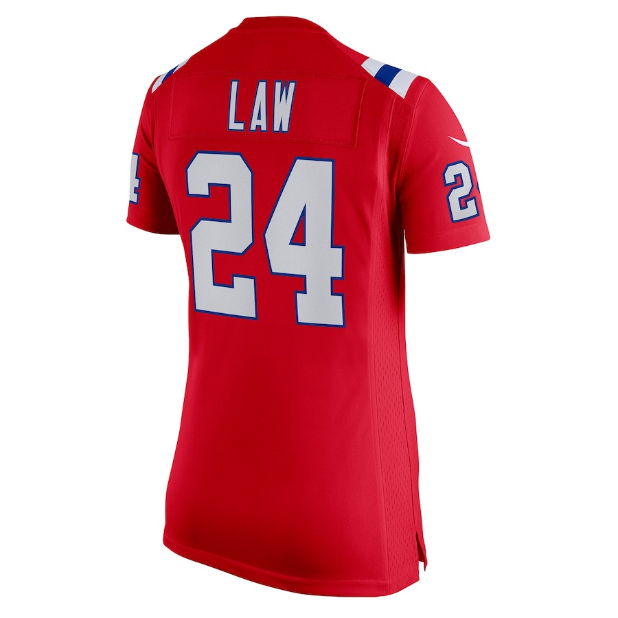 Ty Law 24 New England Patriots Retired Game Red NFL Jersey Women's