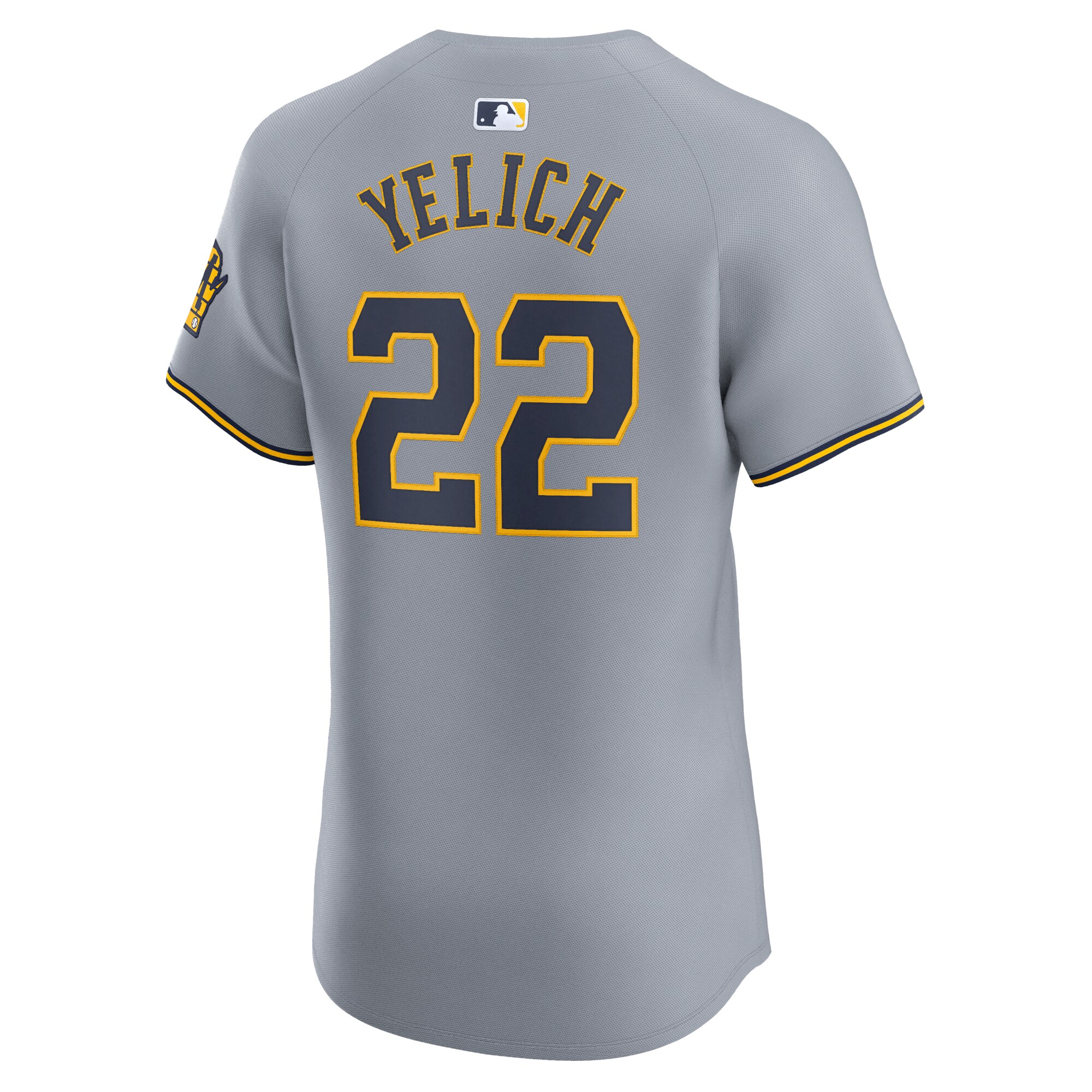 Milwaukee Brewers Christian Yelich Gray Road Elite Player MLB Jersey Men's