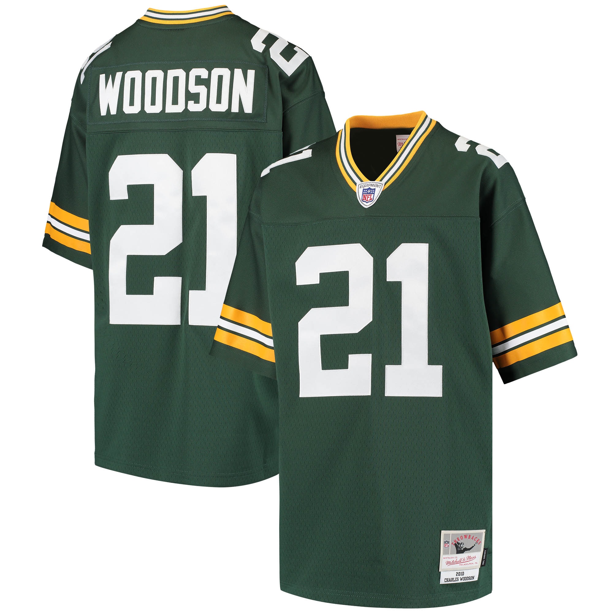 Green Bay Packers Charles Woodson Mitchell Ness Green Retired Player Legacy NFL Jersey Youth