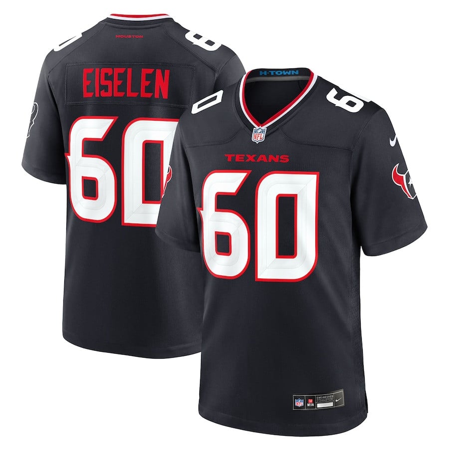 Dieter Eiselen 60 Houston Texans Team Game Navy NFL Jersey Men's