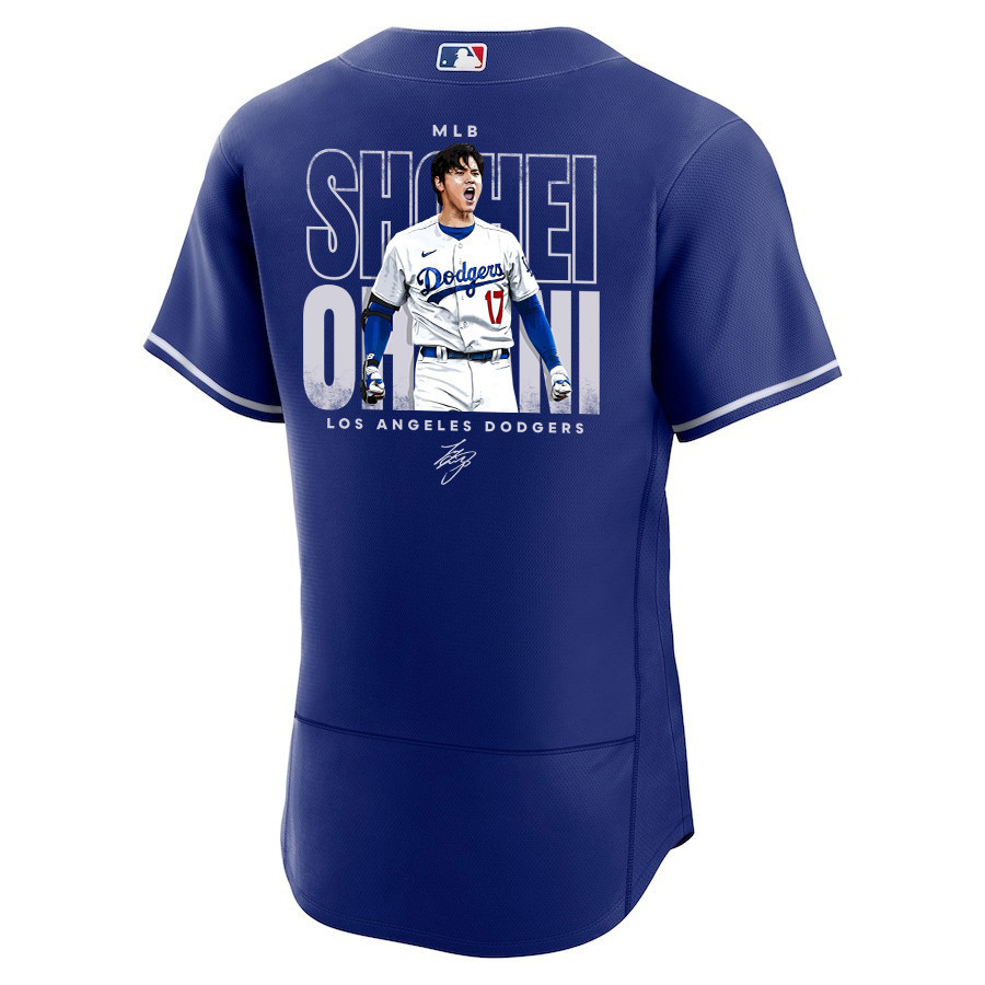 Shohei Ohtani 17 Los Angeles Dodgers Signed ShoTime 2023 Alternate ELITE Royal MLB Jersey Men's