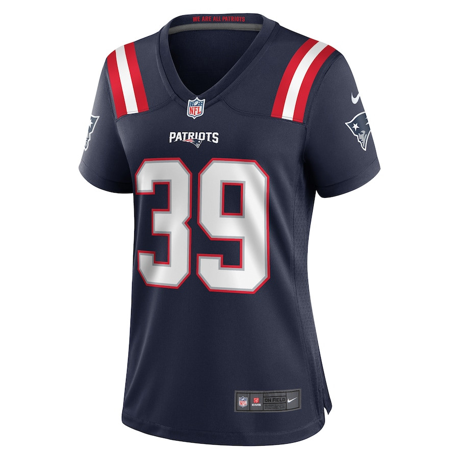 Jamycal Hasty 39 New England Patriots Game Navy NFL Jersey Women's