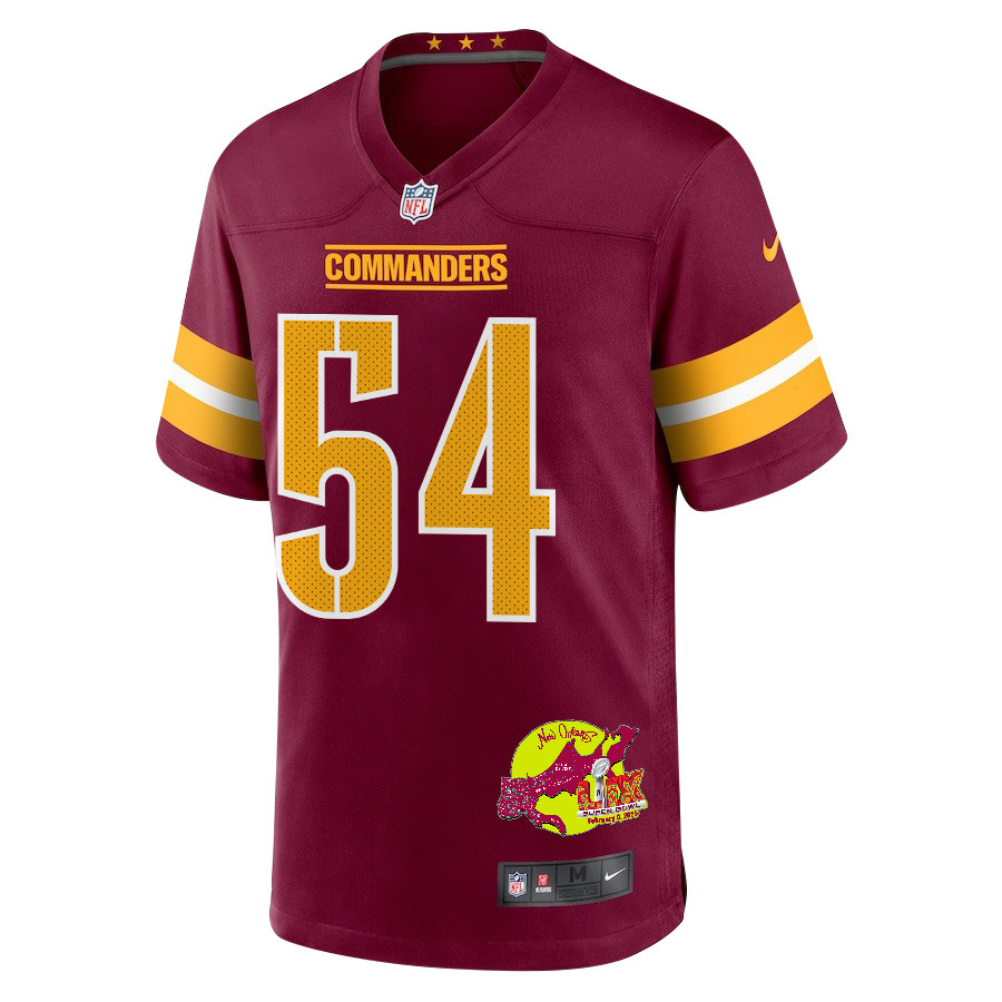 Bobby Wagner 54 Washington Commanders Super Bowl LIX New Orleans Patch Game Burgundy NFL Jersey Men's