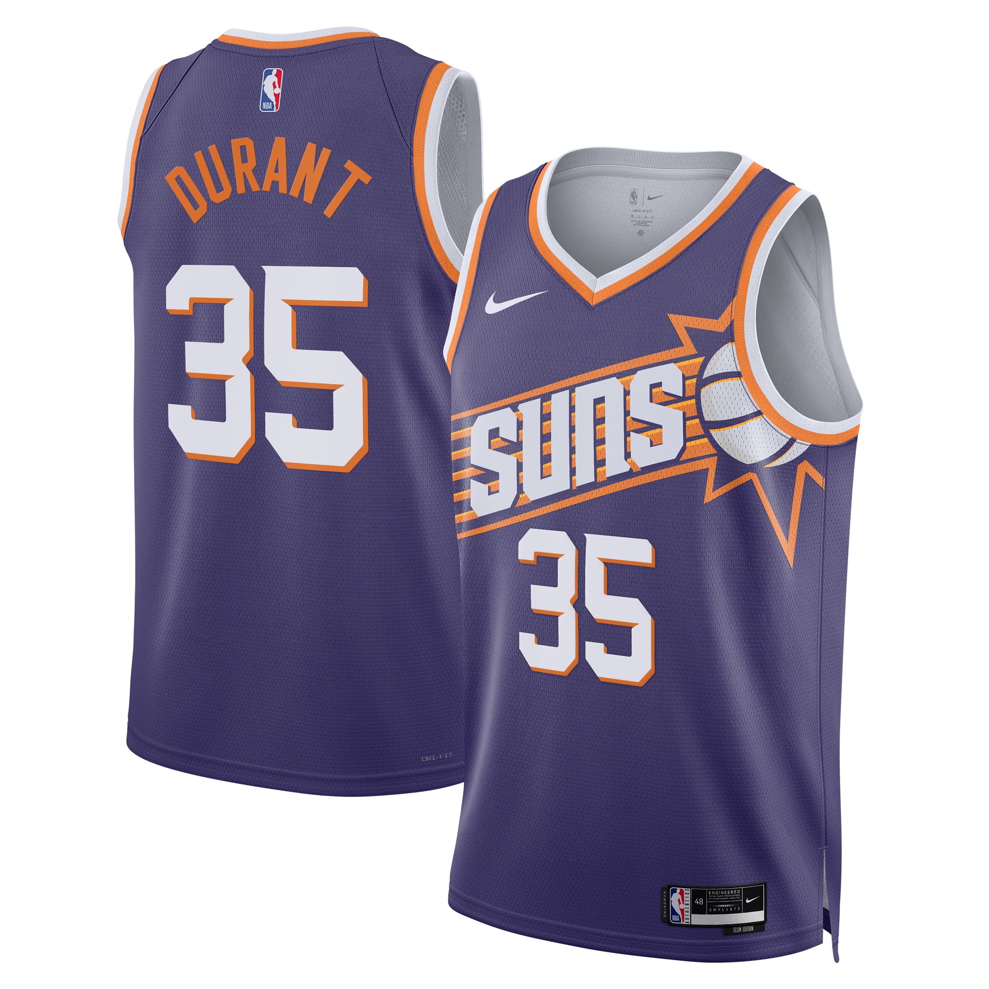 Phoenix Suns Icon Edition Swingman Purple Kevin Duran Unisex NBA Jersey Unisex