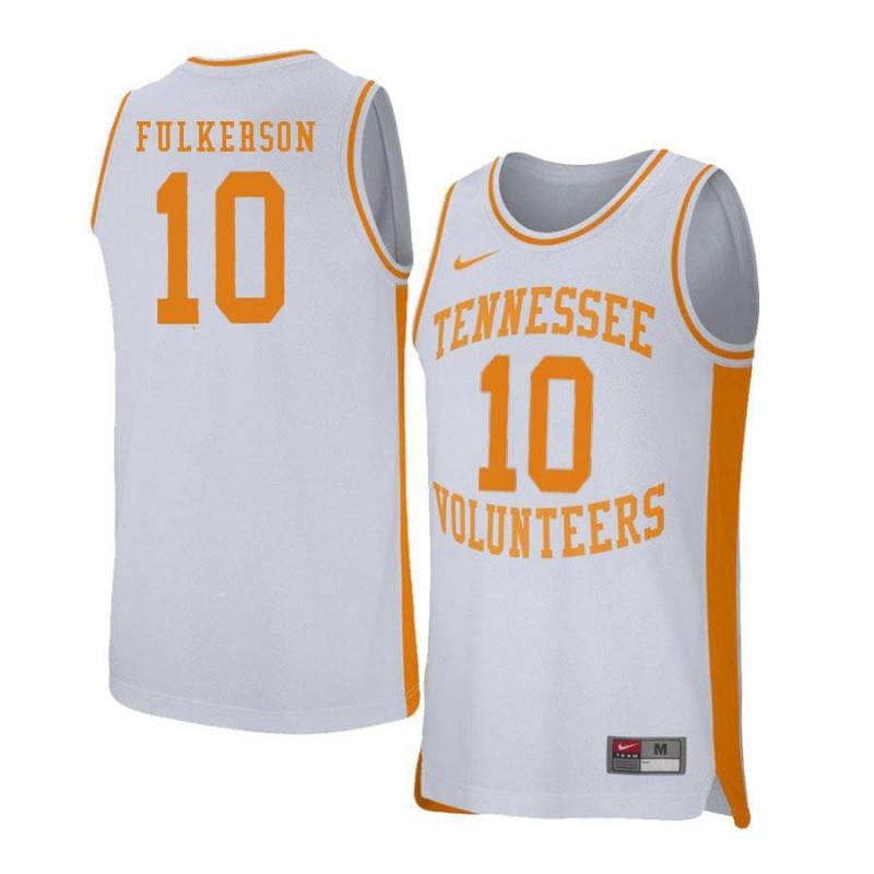 10 John Fulkerso White Retro Elite Tennessee Volunteers NCAA Jersey Men's
