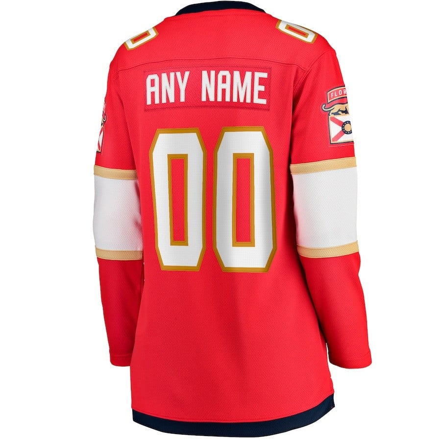 Custom 00 Florida Panthers 2023 Stanley Cup Final Home Breakaway Red NHL Jersey Women's