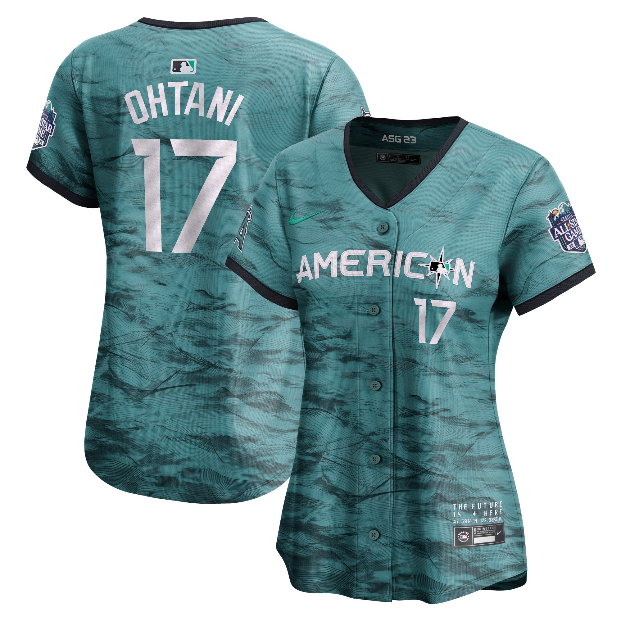 Shohei Ohtani 17 American League 2023 All Star Game Limited Teal MLB Jersey Women's