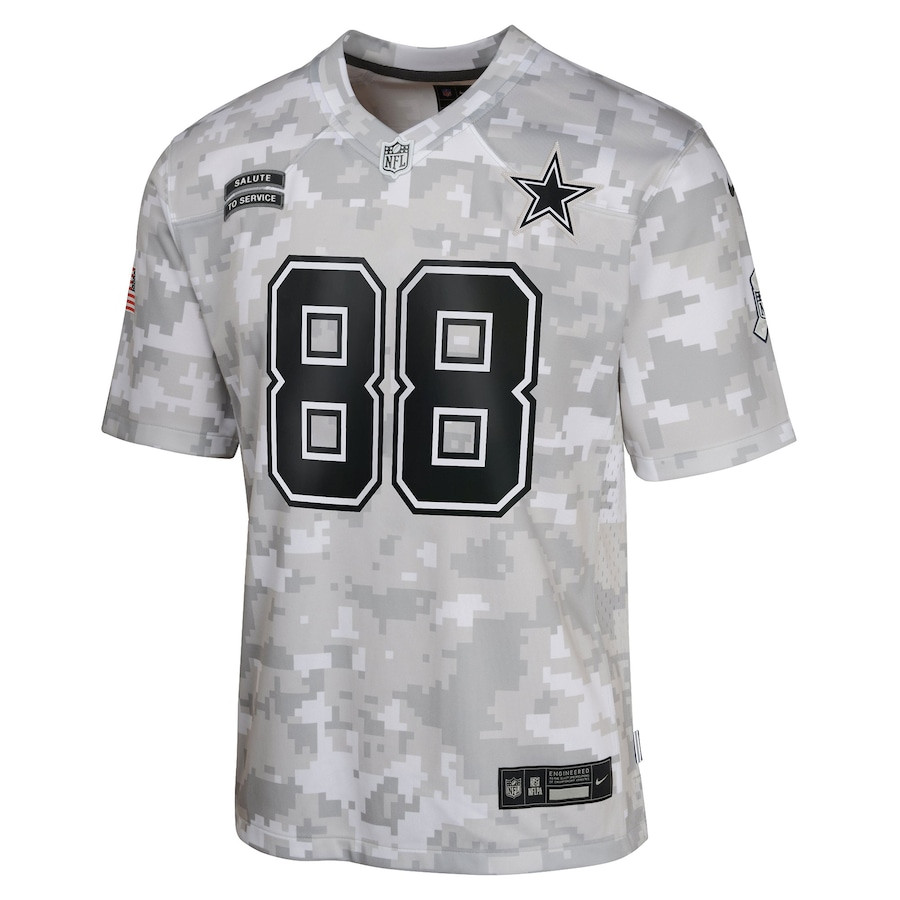 CeeDee Lamb 88 Dallas Cowboys 2024 Salute to Service Game Arctic Camo NFL Jersey Youth