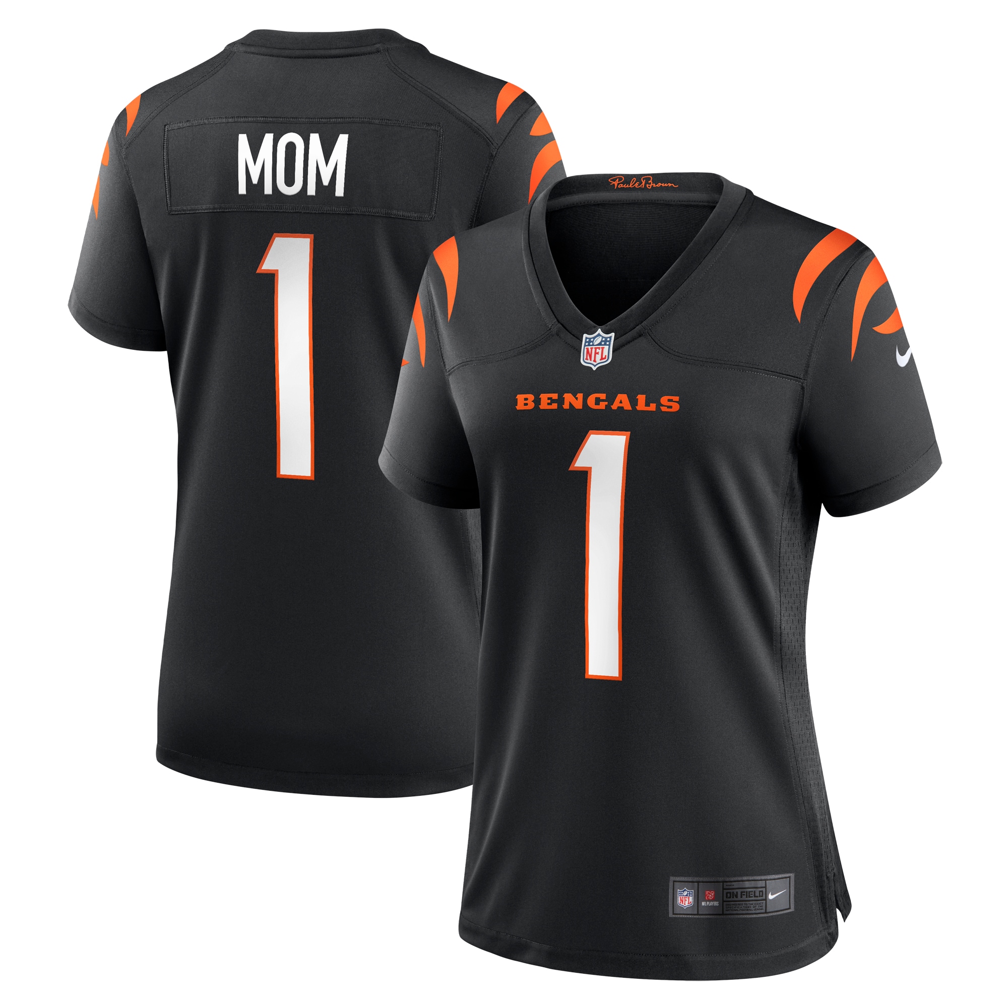 Cincinnati Bengals Number 1 Mom Black Game NFL Jersey Women's