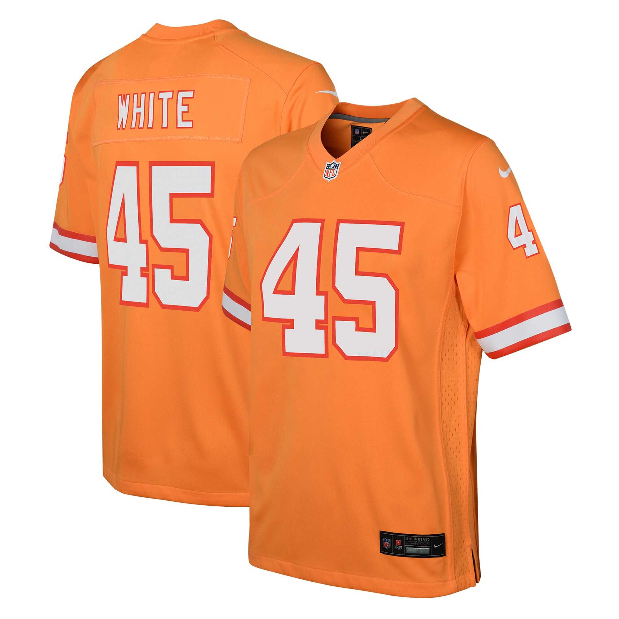 Tampa Bay Buccaneers Devin White Orange Game NFL Jersey Youth