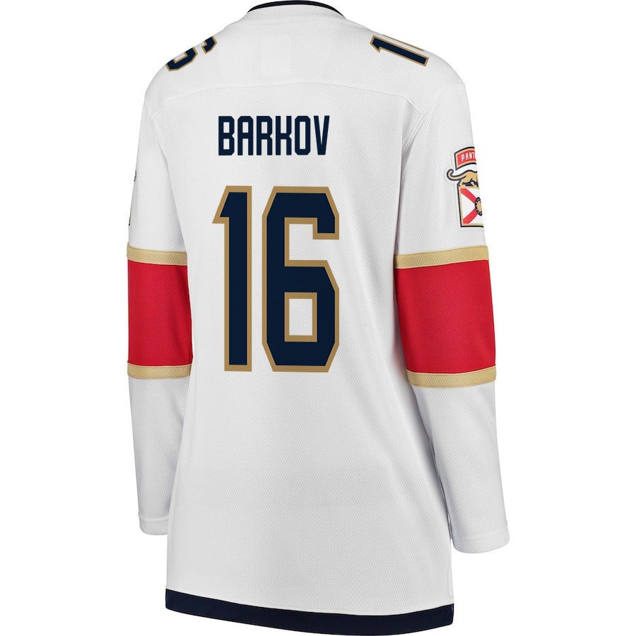 Aleksander Barkov 16 Florida Panthers 2024 STANLEY CUP Final Away Breakaway White NHL Jersey Women's