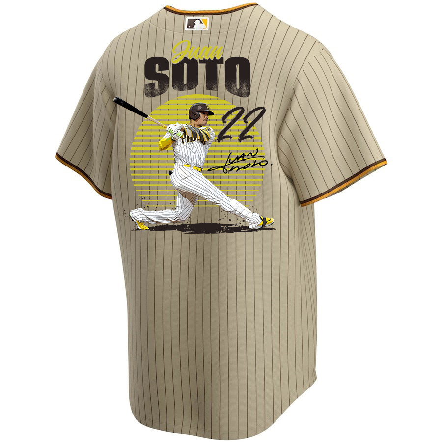 Juan Soto 22 San Diego Padres Signed Hit 2023 Alternate Player Tan MLB Jersey Men's