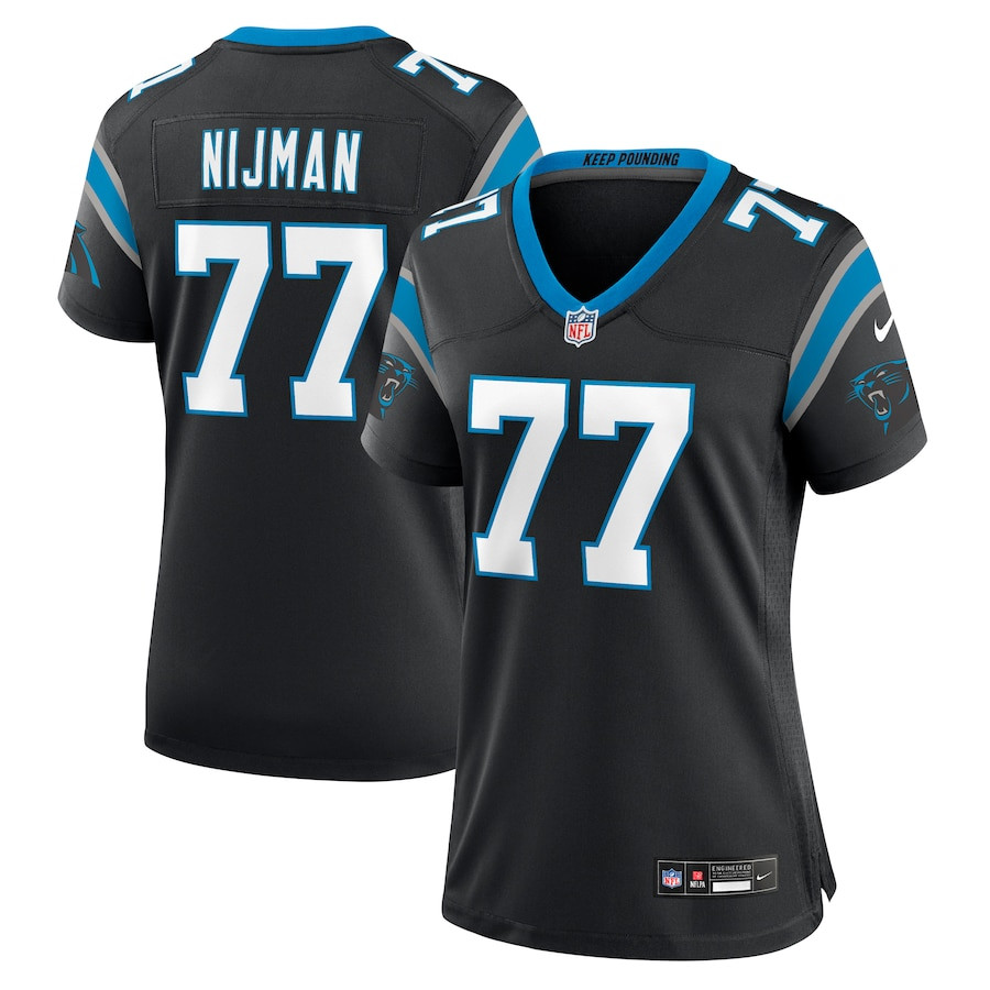 Yosh Nijman 77 Carolina Panthers Game Black NFL Jersey Women's