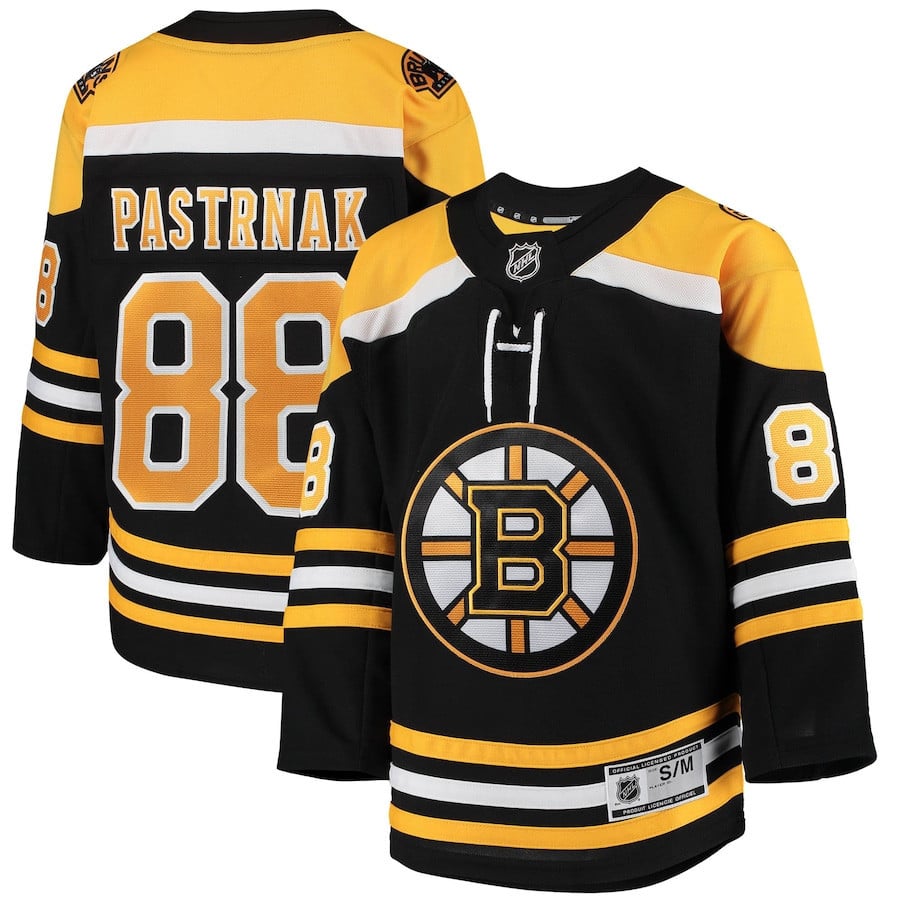 David Pastrnak 88 Boston Bruins Home Black NHL Jersey Youth