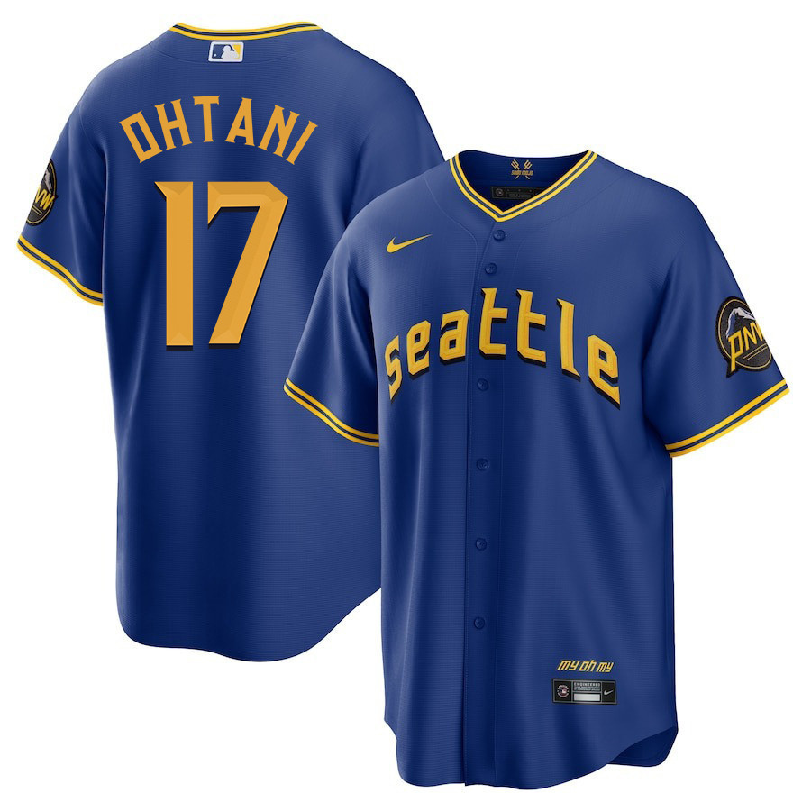Shohei Ohtani 17 Seattle Mariners 2023 City Connect Game Royal MLB Jersey Men's