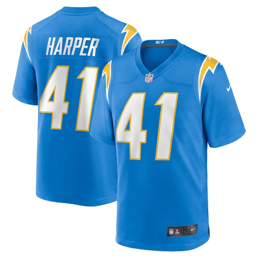 Thomas Harper 41 Los Angeles Chargers Team Game Powder Blue NFL Jersey Men's