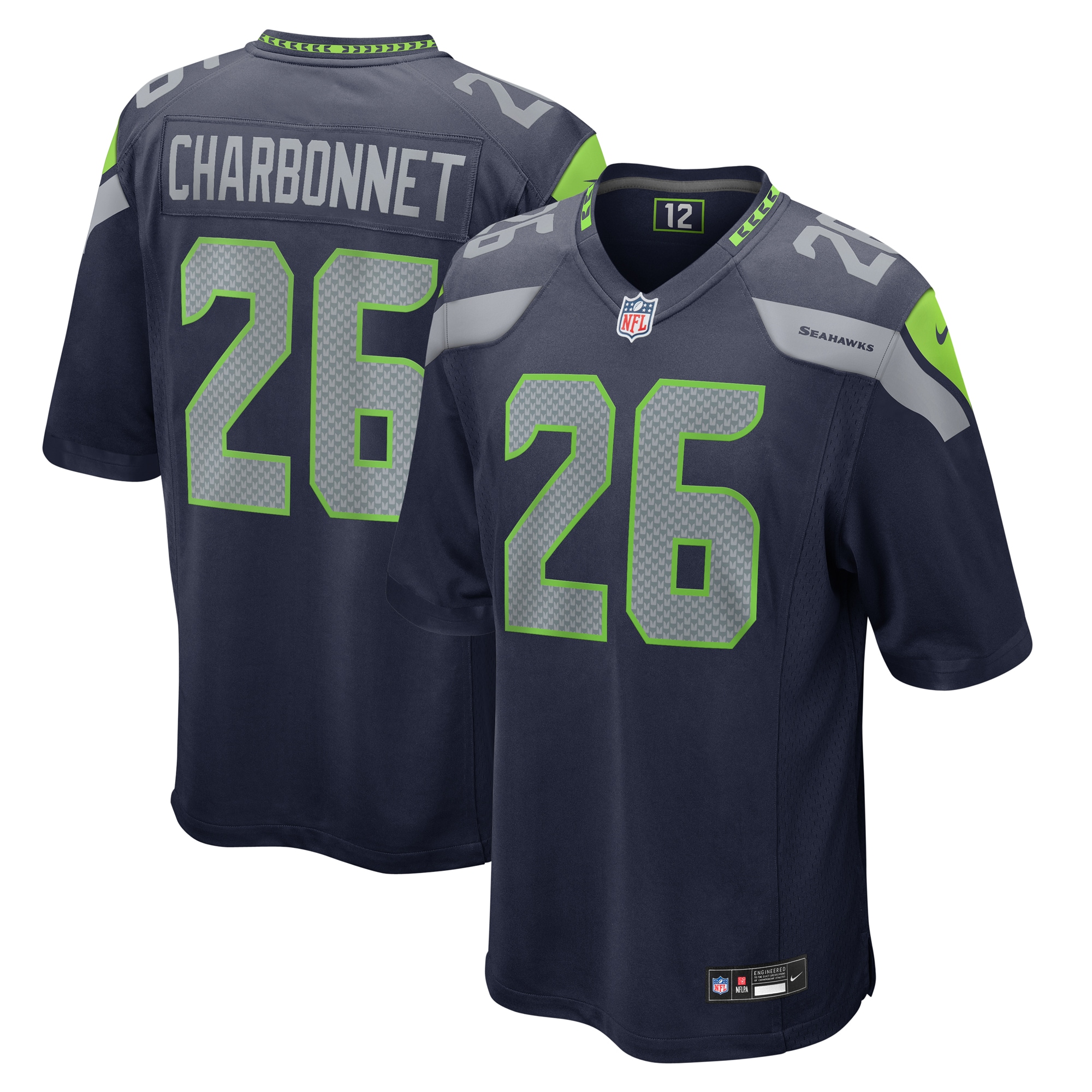 Seattle Seahawks Zach Charbonnet College Navy Game NFL Jersey Men's