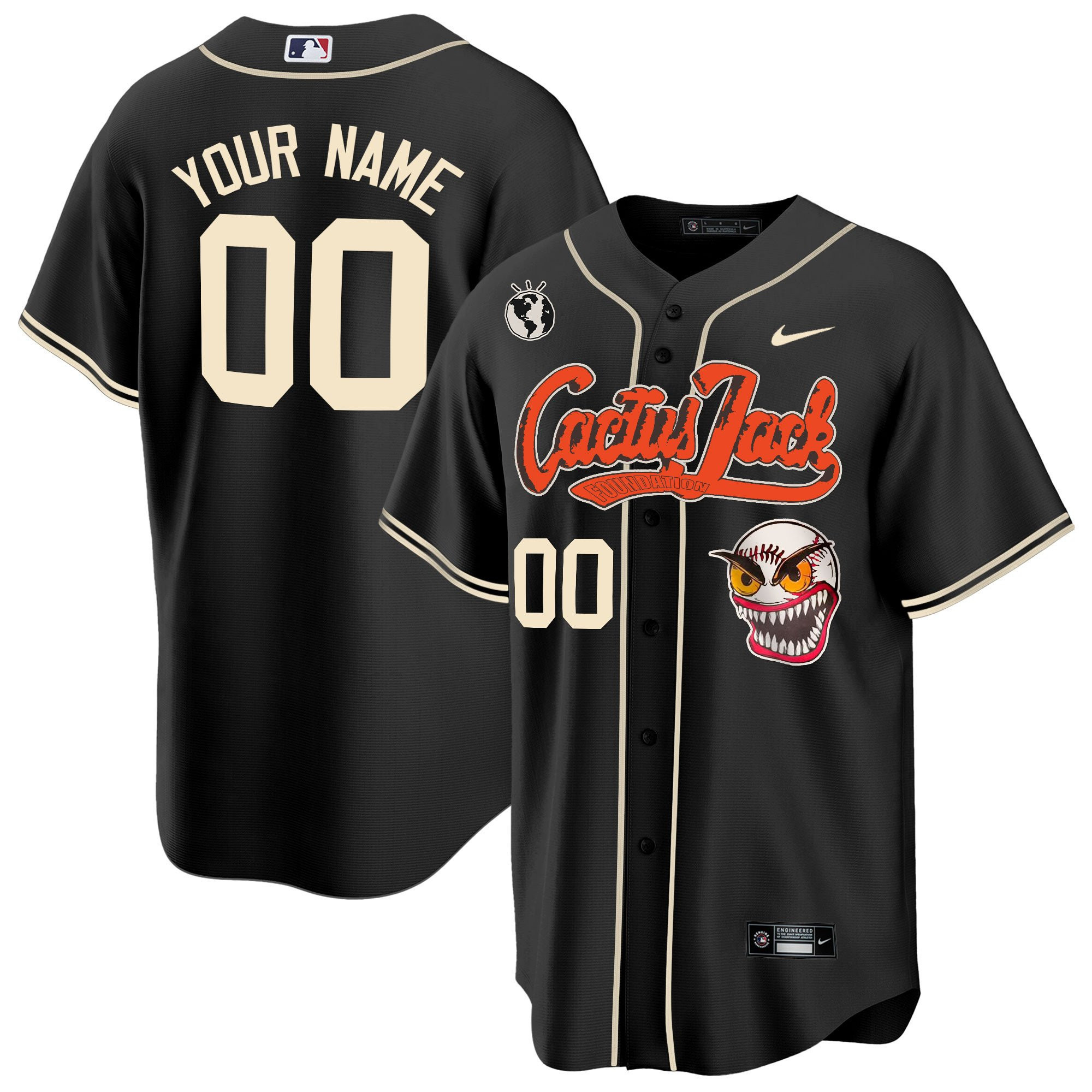 Houston Astros Cactus Jack Custom Black MLB Jersey Men's