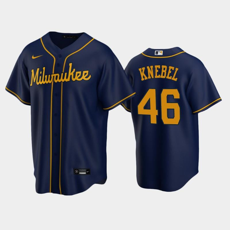 Milwaukee Brewers 46 Corey Knebel Alternate Navy MLB Jersey Men's