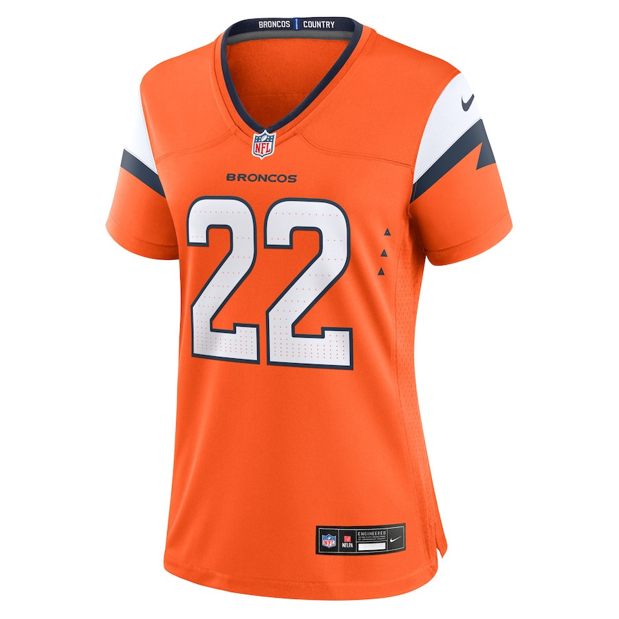 Brandon Jones 22 Denver Broncos Team Game Orange NFL Jersey Women's