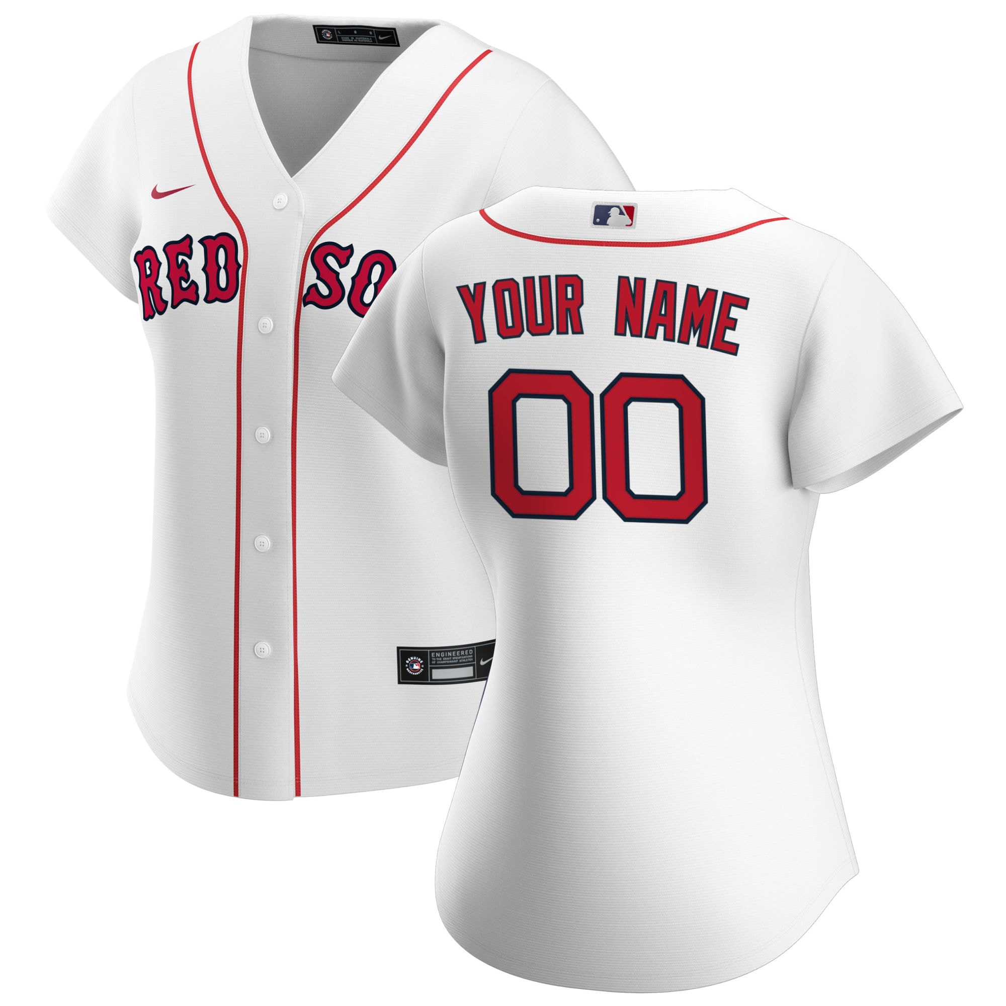 Boston Red Sox White Home Custom MLB Jersey Women's