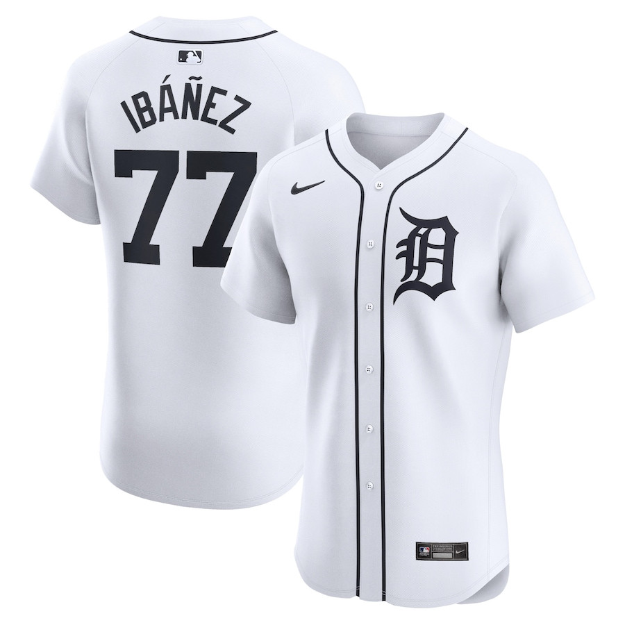Andy Ibanez 77 Detroit Tigers Home Elite Player White MLB Jersey Men's