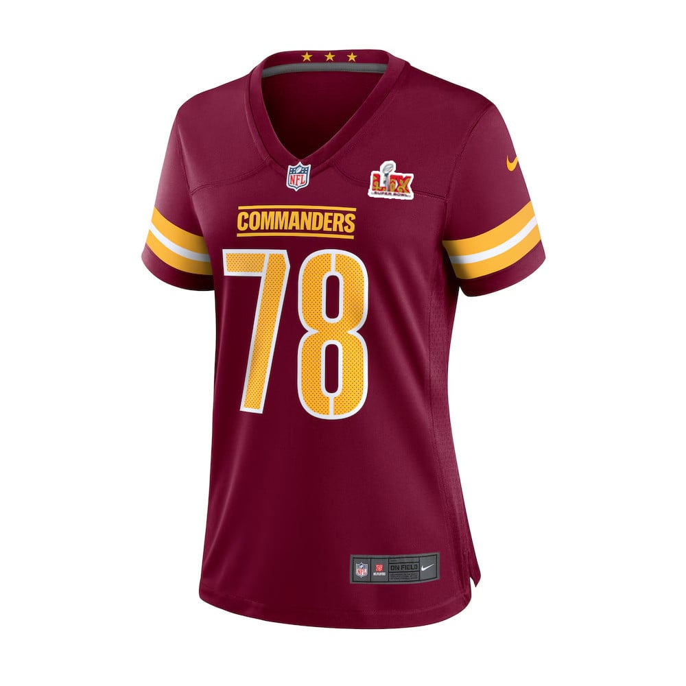 Cornelius Lucas #78 Washington Commanders Super Bowl LIX Burgundy NFL Jersey Women's
