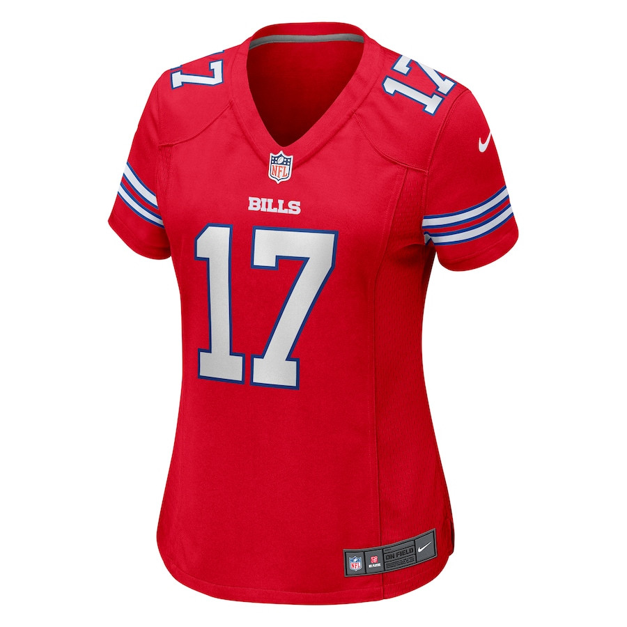 Josh Allen 17 Buffalo Bills Game Red NFL Jersey Women's