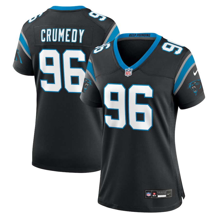 Jaden Crumedy 96 Carolina Panthers Game Black NFL Jersey Women's