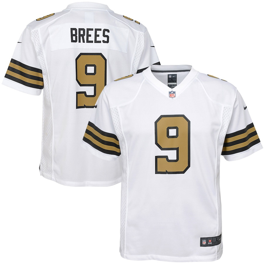 Drew Brees 9 New Orleans Saints Color Rush Game White NFL Jersey Youth