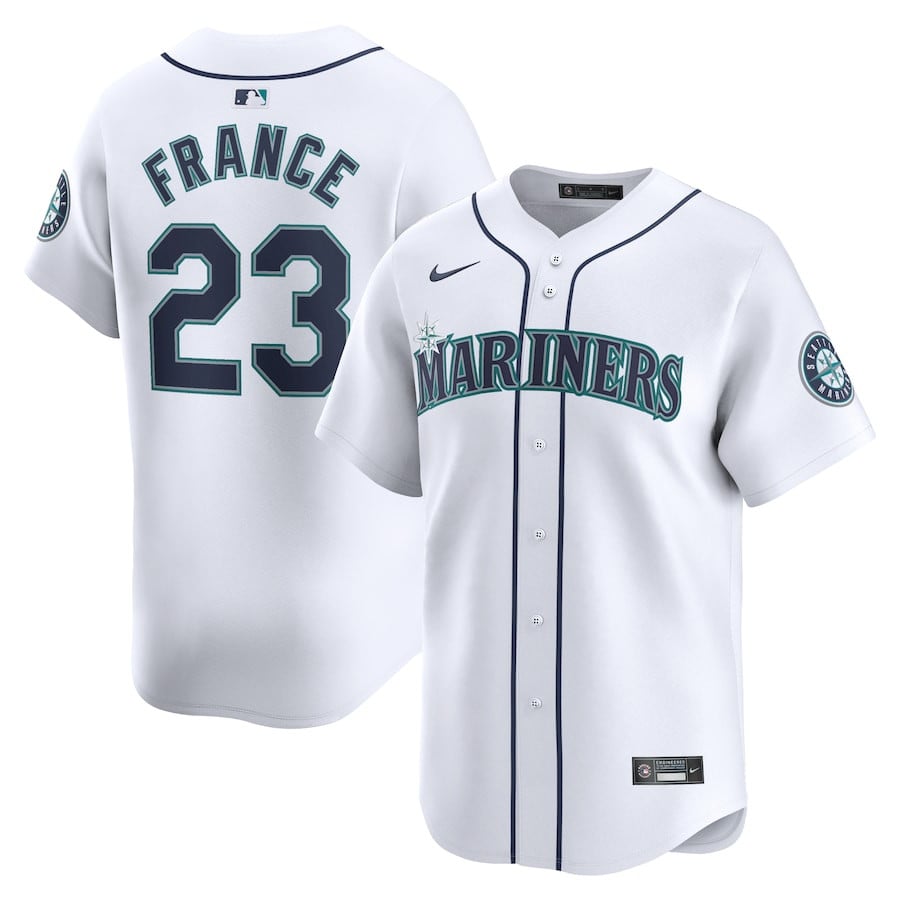 Ty France 23 Seattle Mariners Home Limited Player White MLB Jersey Men's