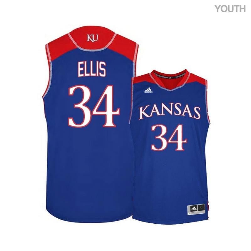 34 Perry Ellis Blue Kansas Jayhawks NCAA Jersey Youth