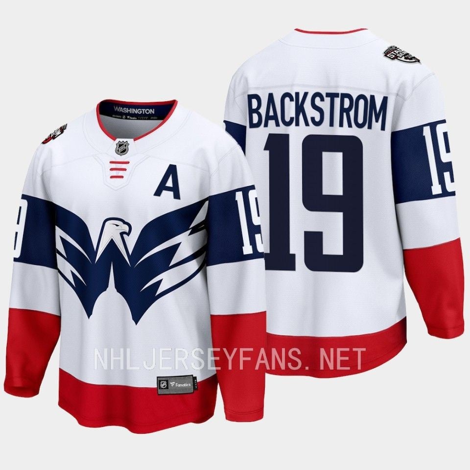 Nicklas Backstrom 19 Washington Capitals 2023 Stadium White Primegreen NHL Jersey Men's