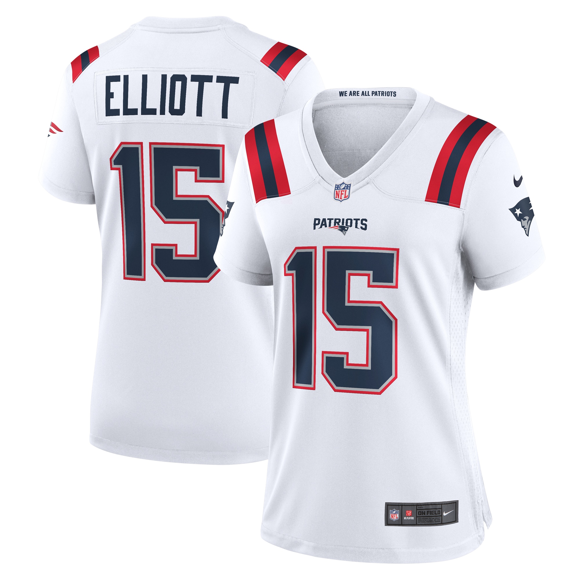 New England Patriots Ezekiel Elliott White Game Player NFL Jersey Women's