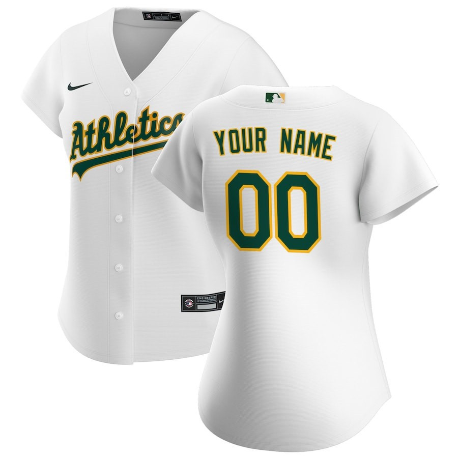 Oakland Athletics Home Custom White MLB Jersey Women's