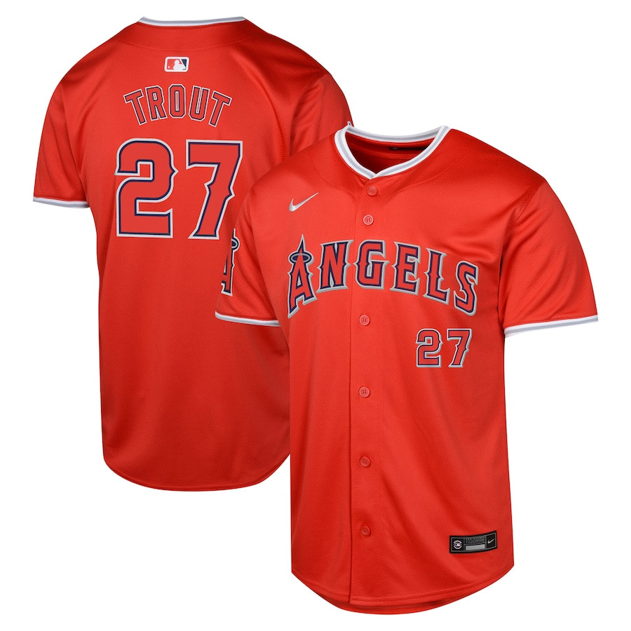 Mike Trout 27 Los Angeles Angels Alternate Limited Red MLB Jersey Youth