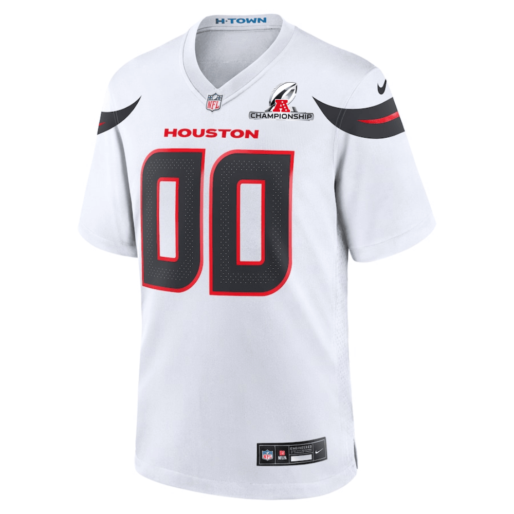 Houston Texans AFC Championship Patch Game Custom White NFL Jersey Men's