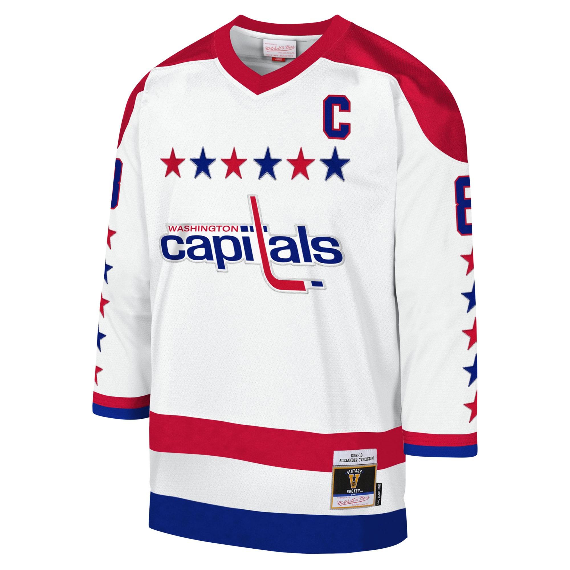Washington Capitals Alexander Ovechkin Mitchell Ness White 2012-13 Blue Line Captain Patch Player NHL Jersey Youth