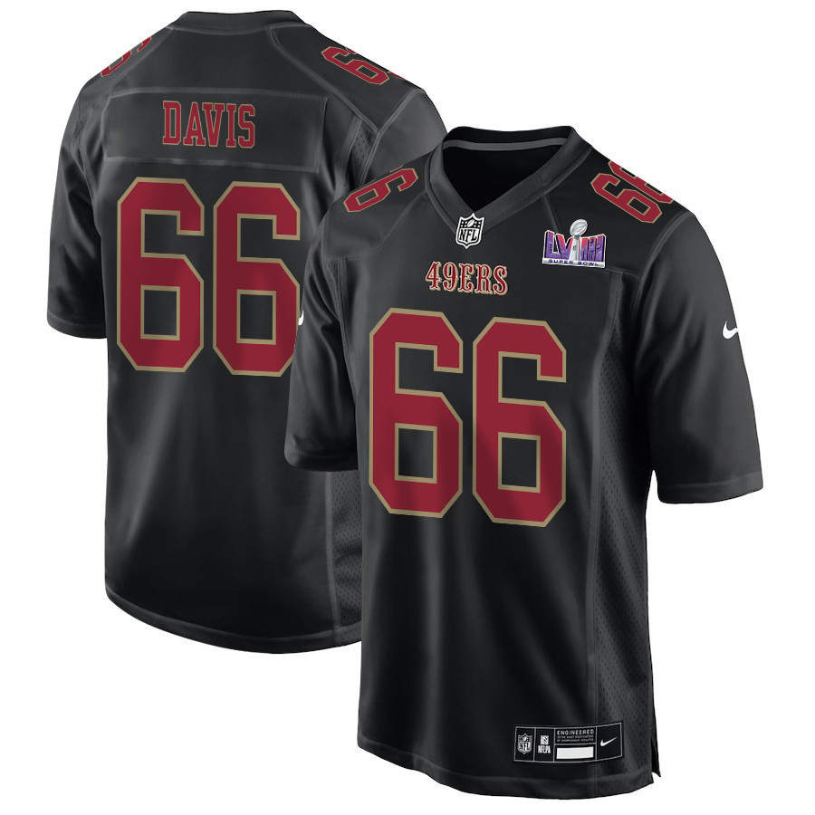 Jesse Davis 66 San Francisco 49ers Super Bowl LVIII Patch Fashion Game Carbon Black NFL Jersey Men's