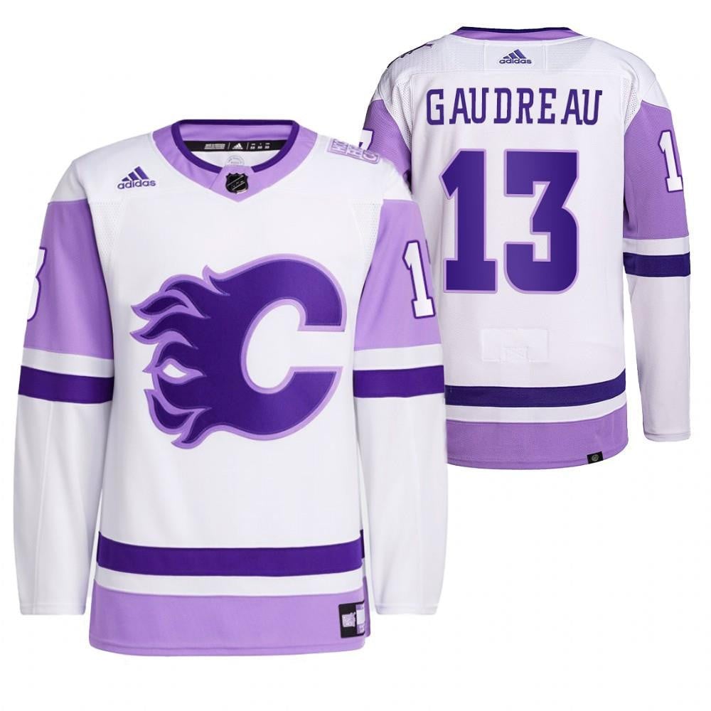 Johnny Gaudreau 2021FightsCancer Calgary Flames White 13 Primegreen NHL Jersey Men's