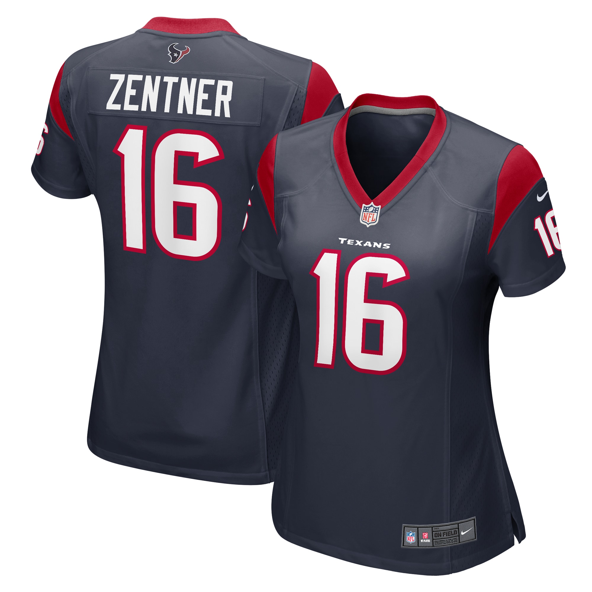 Houston Texans Ty Zentner Navy Team Game NFL Jersey Women's