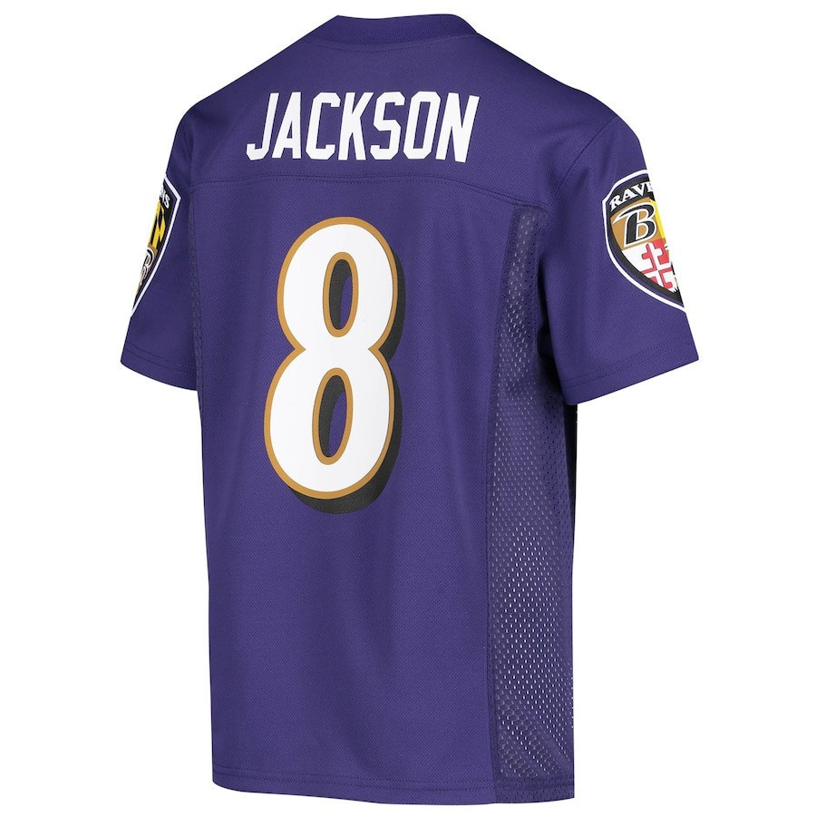 Lamar Jackson 8 Baltimore Ravens Cobra Jackson Game Purple NFL Jersey Youth
