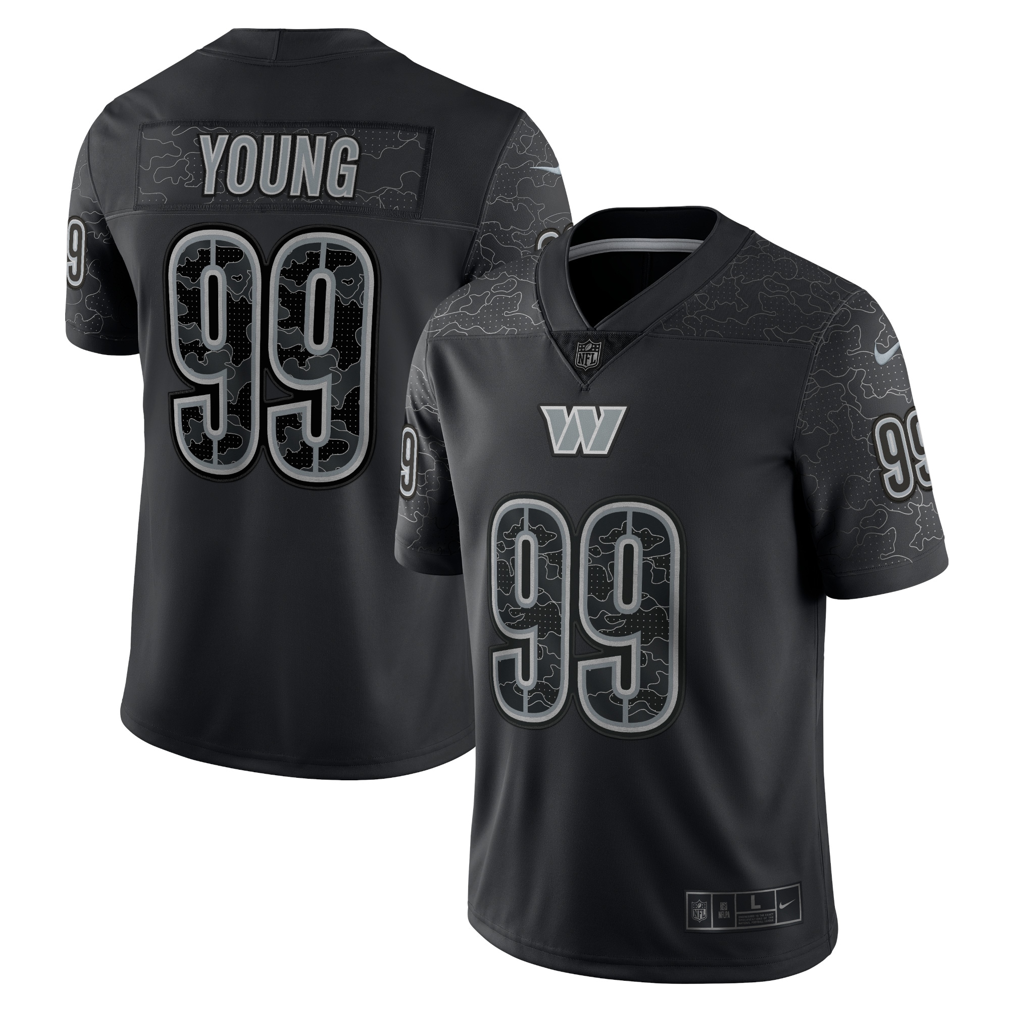 Washington Commanders Chase Young Black RFLCTV Limited NFL Jersey Men's