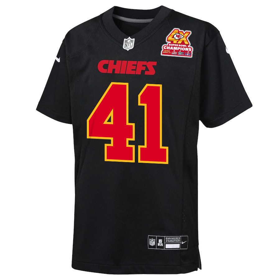Malik Herring 94 Kansas City Chiefs Super Bowl LVIII Champions 4X Fashion Game Carbon Black NFL Jersey Youth