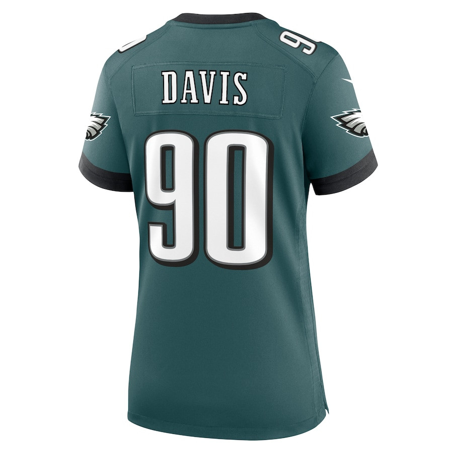 Jordan Davis 90 Philadelphia Eagles Team Game Midnight Green NFL Jersey Women's