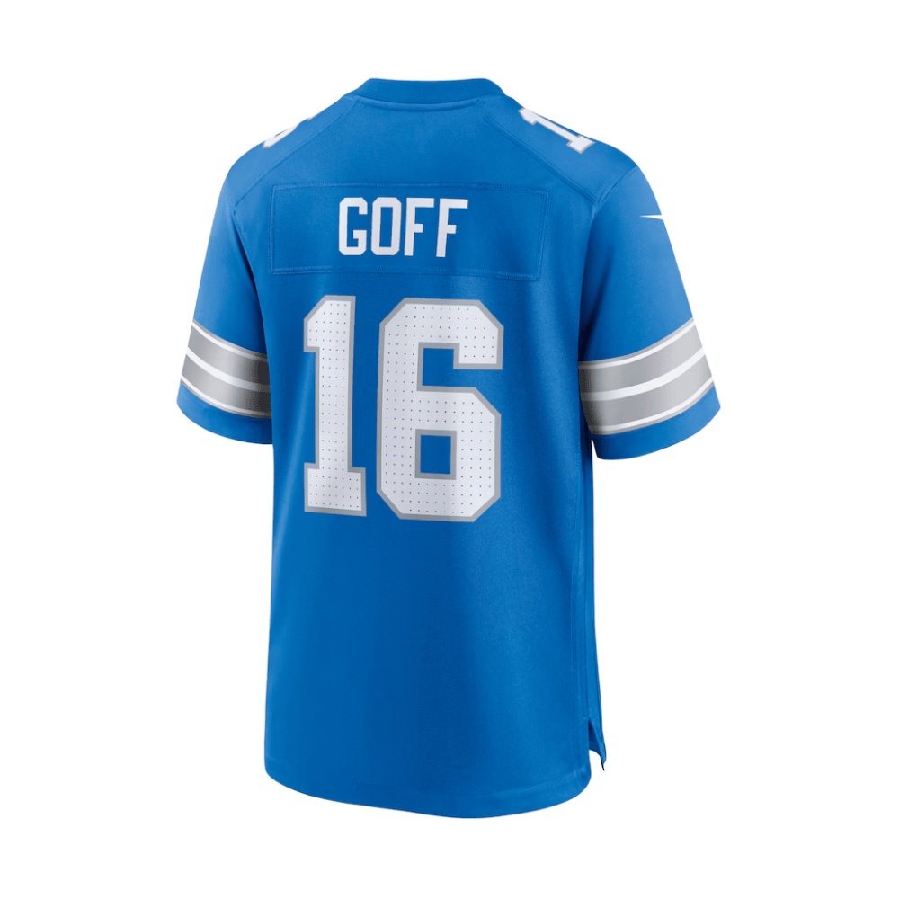 Jared Goff 16 Detroit Lions 2025 Pro Bowl Patch Game Blue NFL Jersey Men's