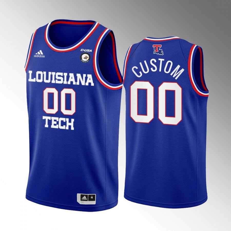 Custom 00 Louisiana Tech Bulldogs Blue College Away NCAA Jersey Men's