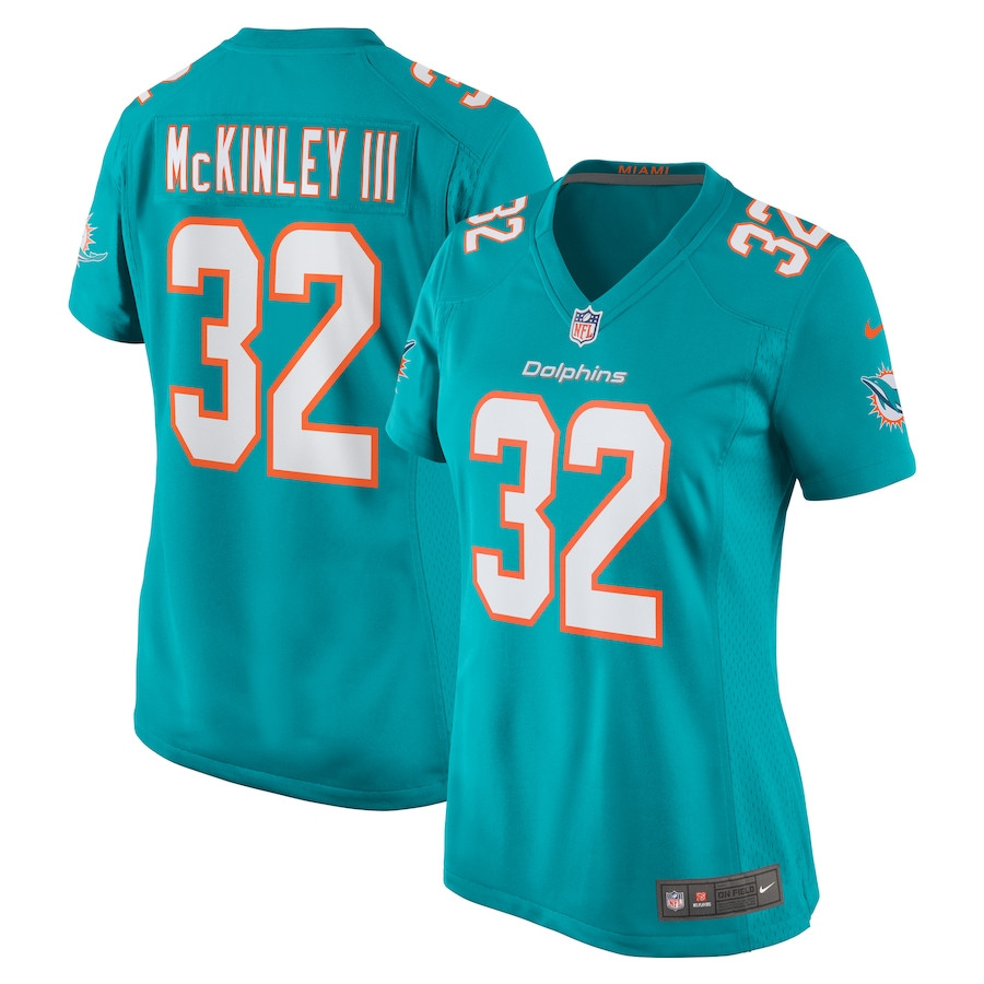 Verone McKinley III 32 Miami Dolphins Game Aqua NFL Jersey Women's