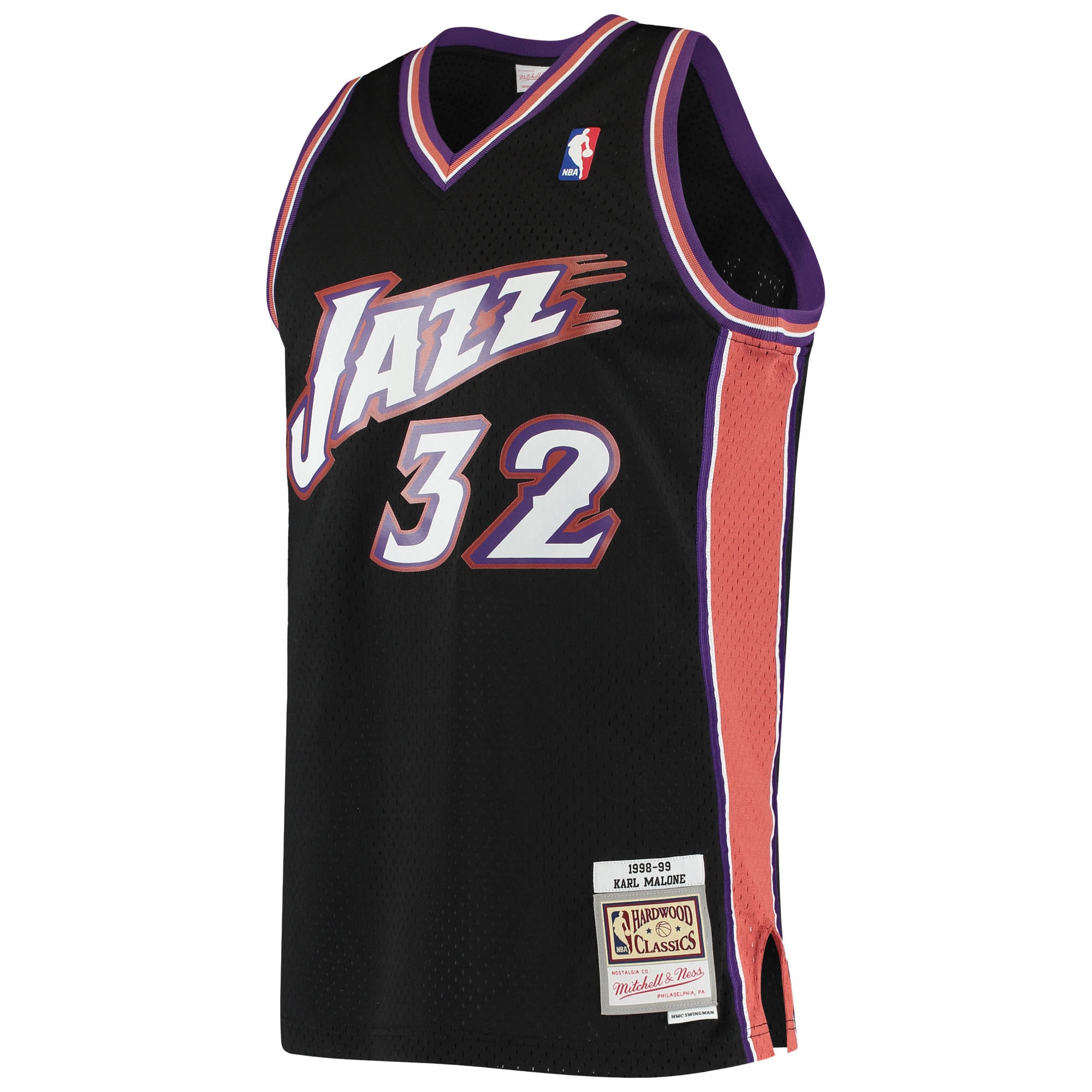 Mitchell Ness Karl Malone Black Utah Jazz 1998-99 Hardwood Classics Swingman NBA Jersey Men's