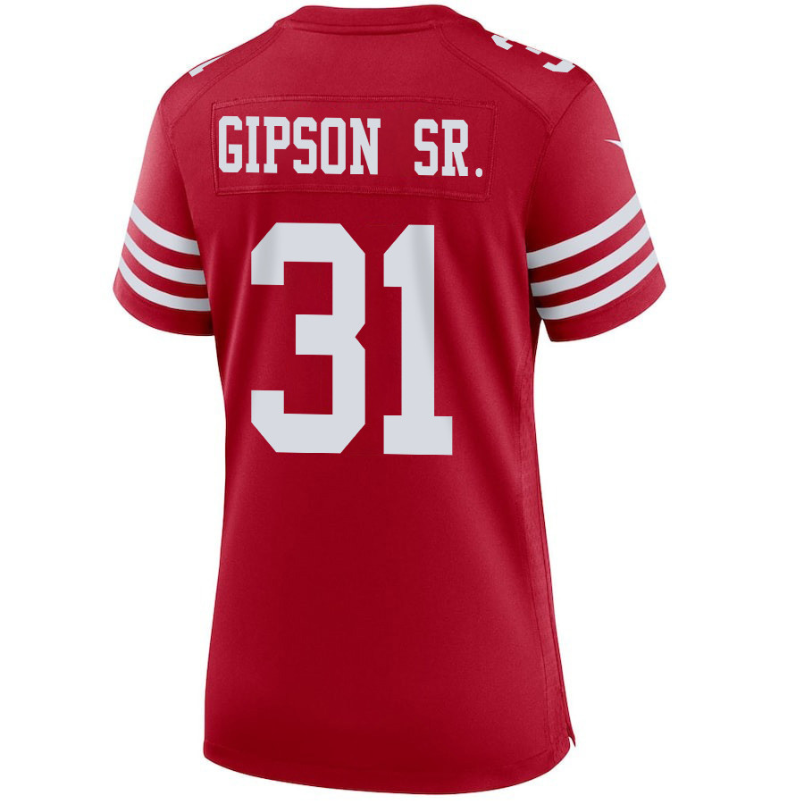 Tashaun Gipson Sr. 31 San Francisco 49ers Super Bowl LVIII Patch Game Scarlet NFL Jersey Women's